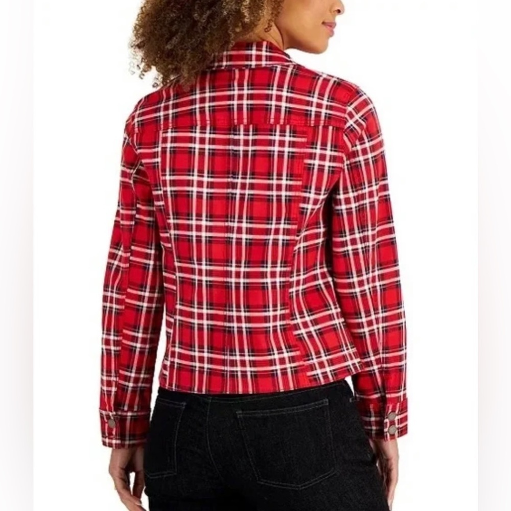 Charter Club Red Denim Plaid Jacket - Picture 3 of 15
